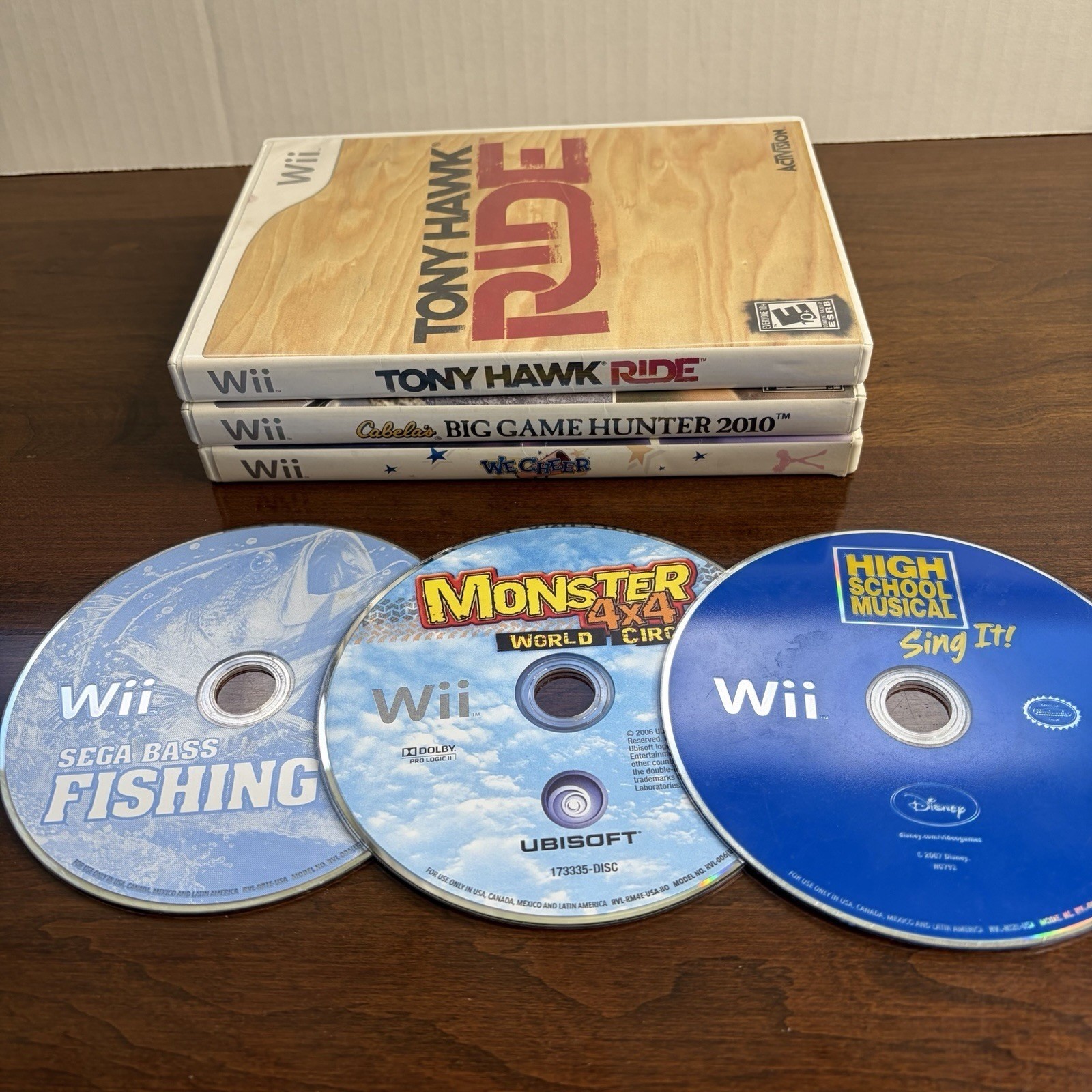 Nintendo Wii Video Game Bundle Mixed Lot of 6 Tony Hawk Cabela Sega Disney Sport