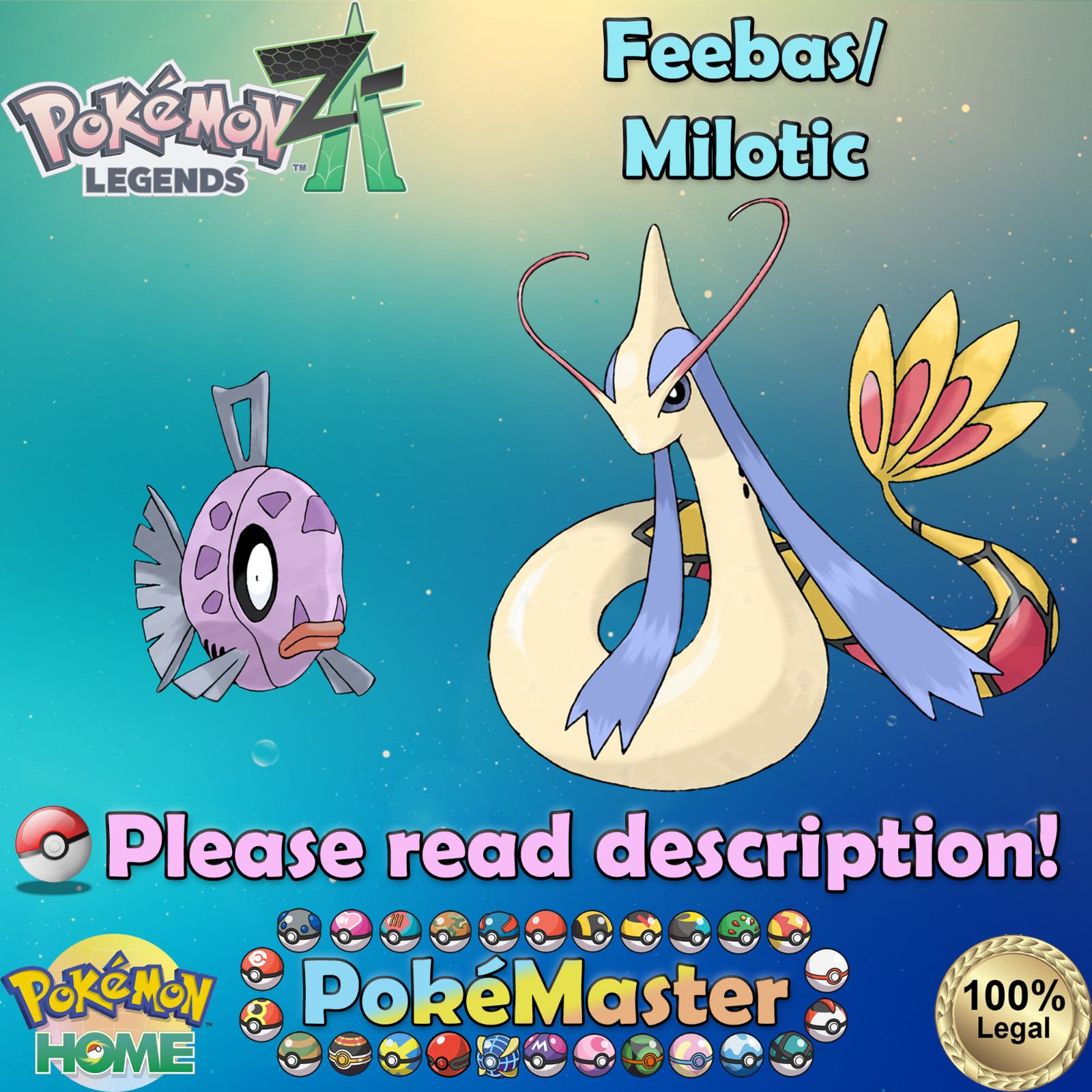 💚Shiny Non-shiny Alpha Feebas Milotic 6IV💚Pokémon Legends: Z-A (💯Legal)
