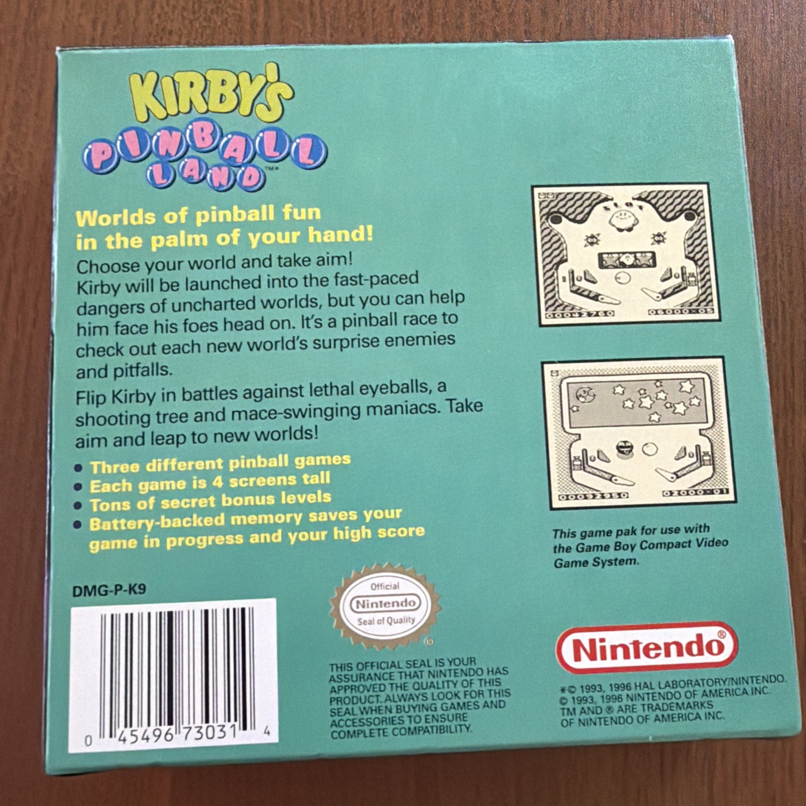 KIRBY’S PINBALL LAND BOX, MANUAL, INSERTS, NO GAME. PLAYERS CHOICE