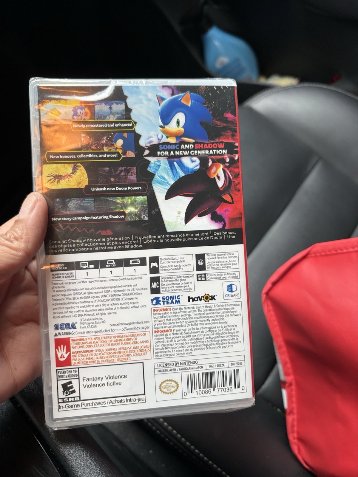 SEGA Sonic X Shadow Generations Nintendo Switch Game In-Game Purchases