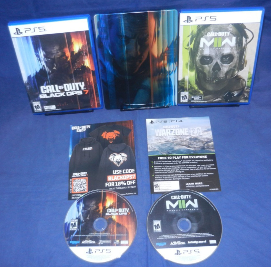 PS5; Call of Duty Black Ops 7 w/ Steelbook, Modern Warfare 2, LN, Rated M,FreeSH
