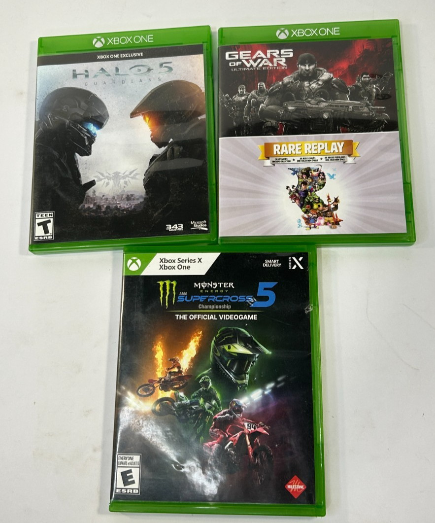 [3 Game Lot] Xbox One – GoW/Rare Replay, Halo 5, Monster Supercross 5