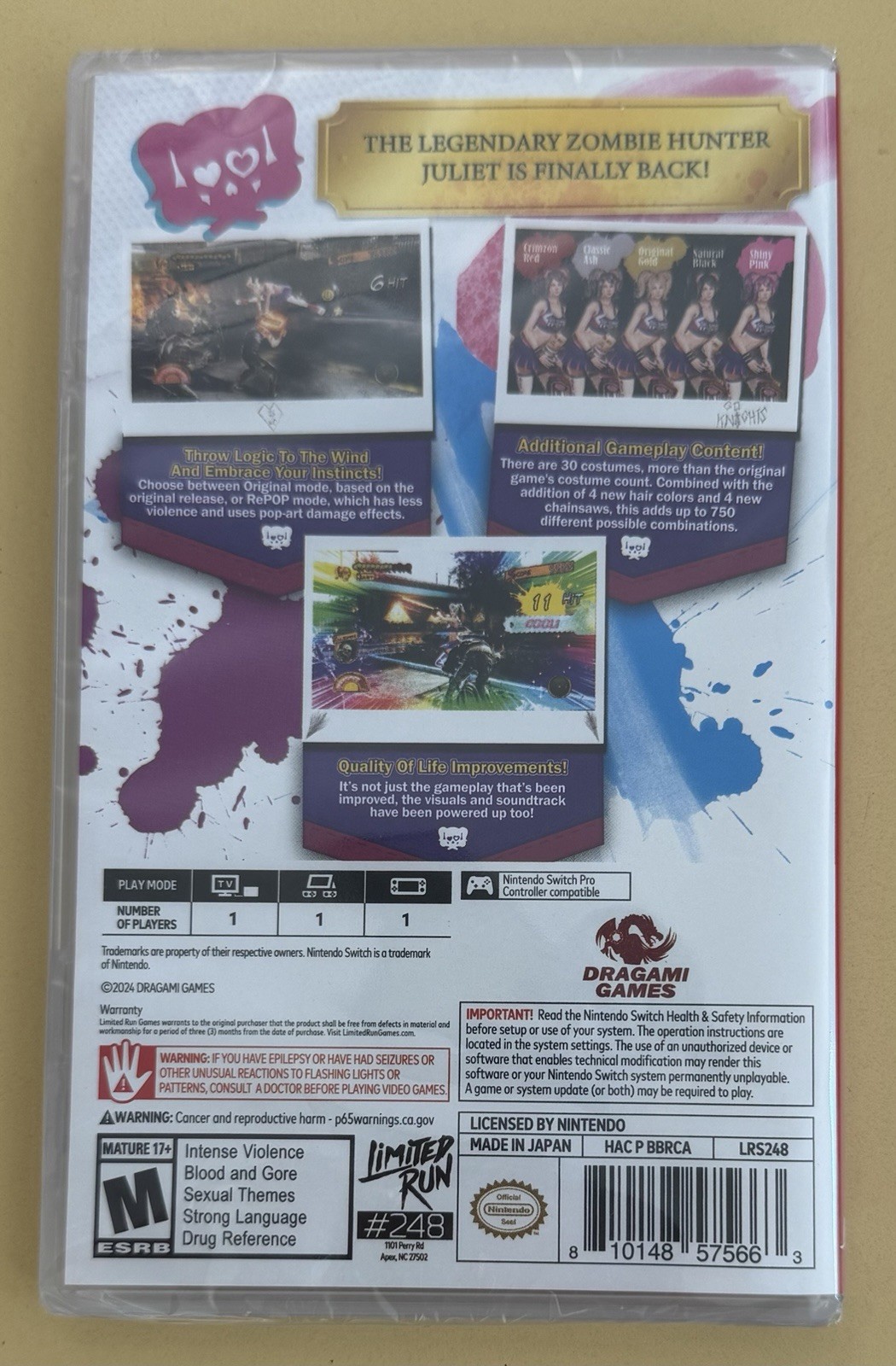 Nintendo Switch LOLLIPOP CHAINSAW REPOP 2024 Limited Run Games #248 New MISB