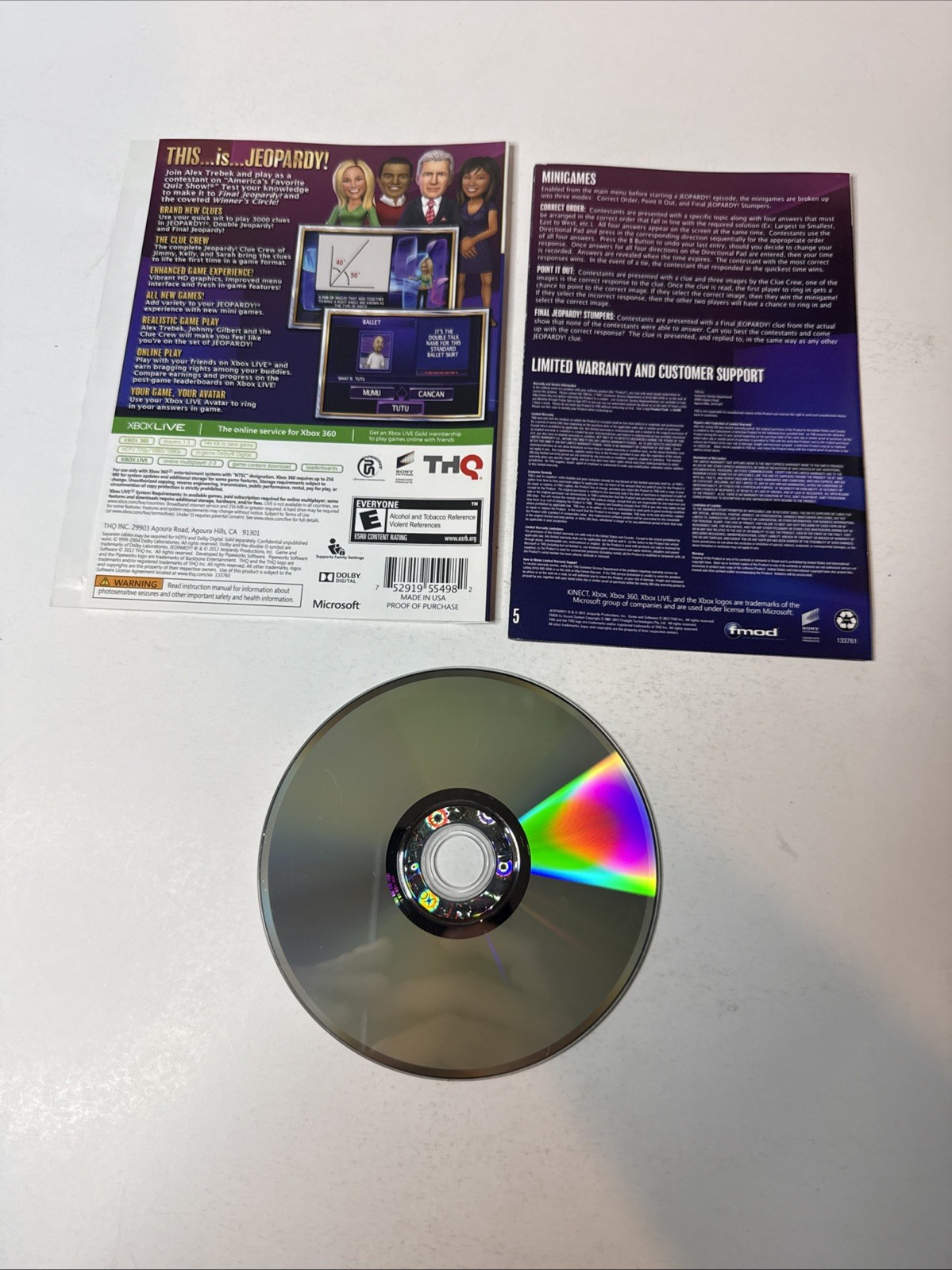 Jeopardy! (Microsoft Xbox 360, 2012) Disc Manual & Artwork TESTED