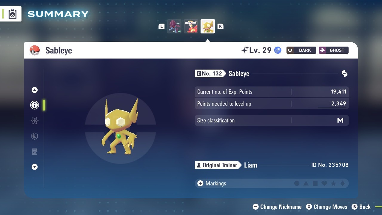 Shiny Sableye Lv. 29 Comes With Master Ball Pokémon Legends Z-A Pokemon ZA PLZA