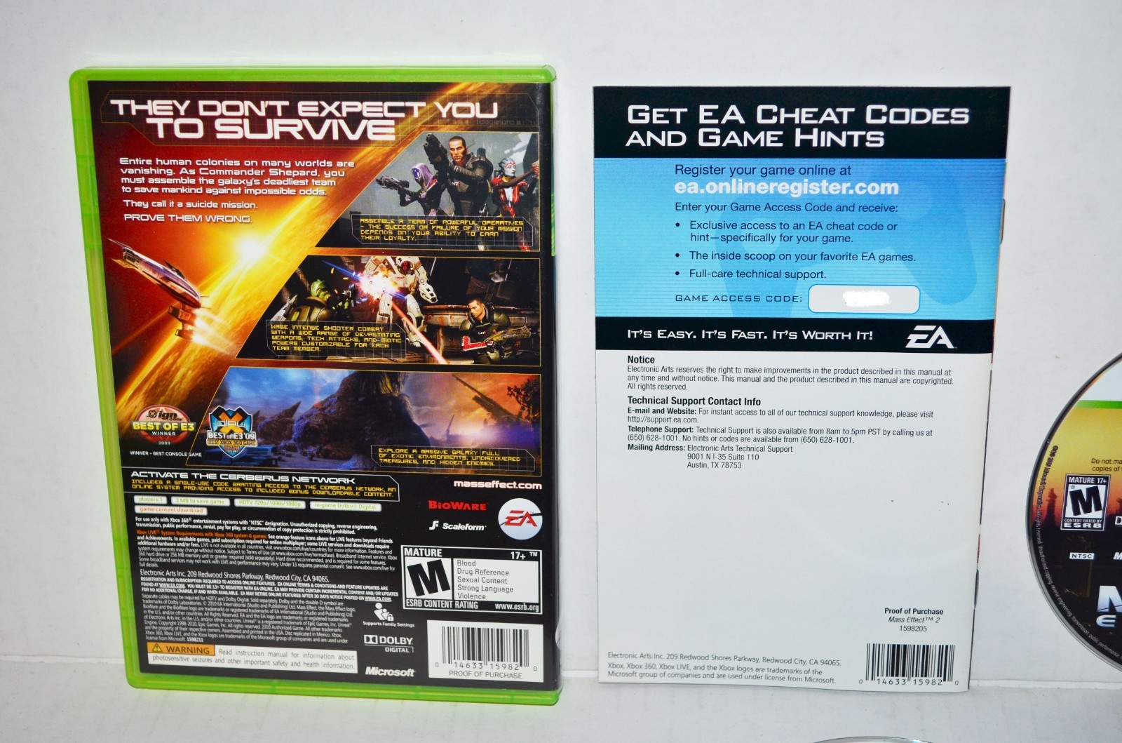 Mass Effect 2 (Microsoft Xbox 360, 2010) Mass Effect II Video Game CIB NM🔥