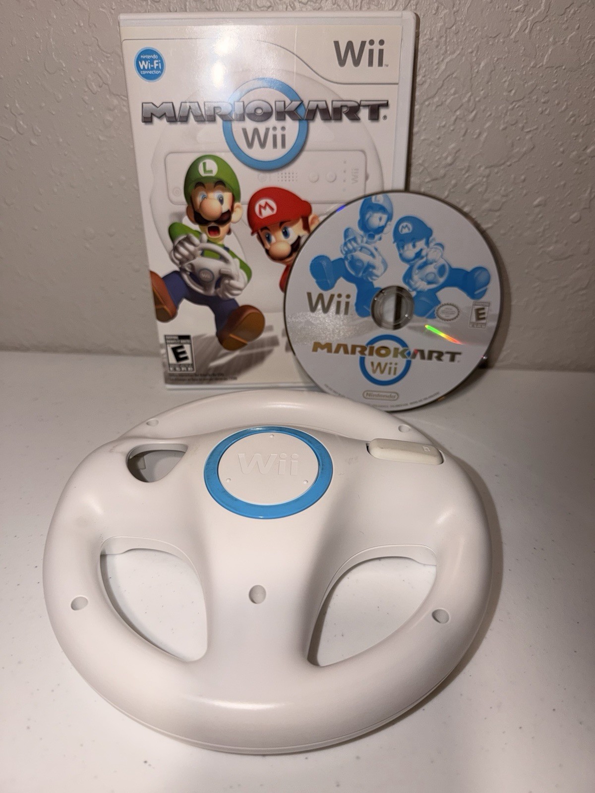 Nintendo Wii Mario Kart **TESTED** Game (2008) with One Wheel