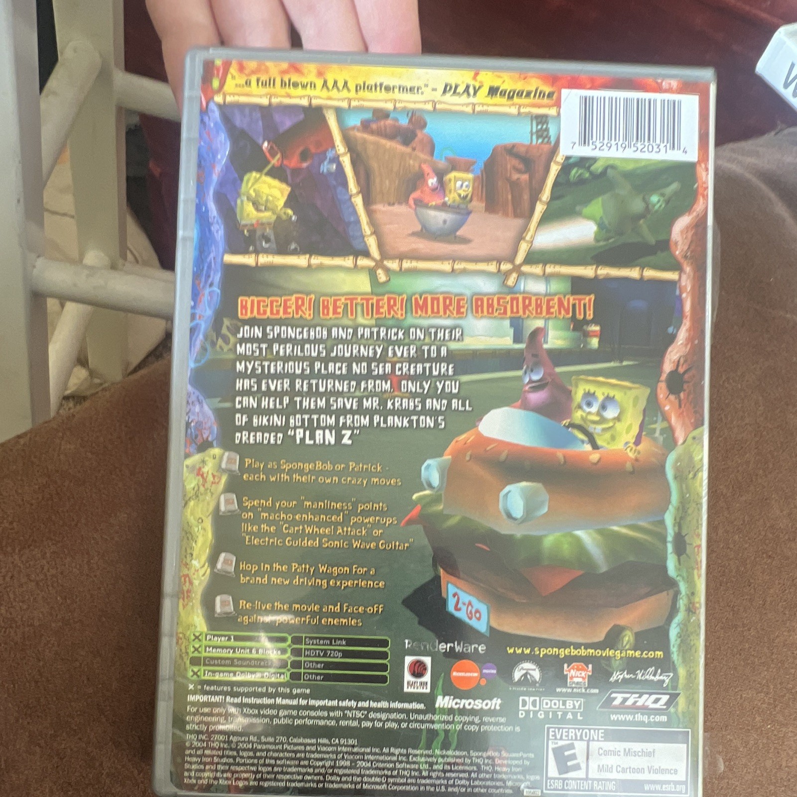 SpongeBob SquarePants The Movie Microsoft Xbox – Complete w/ Manual E 2004
