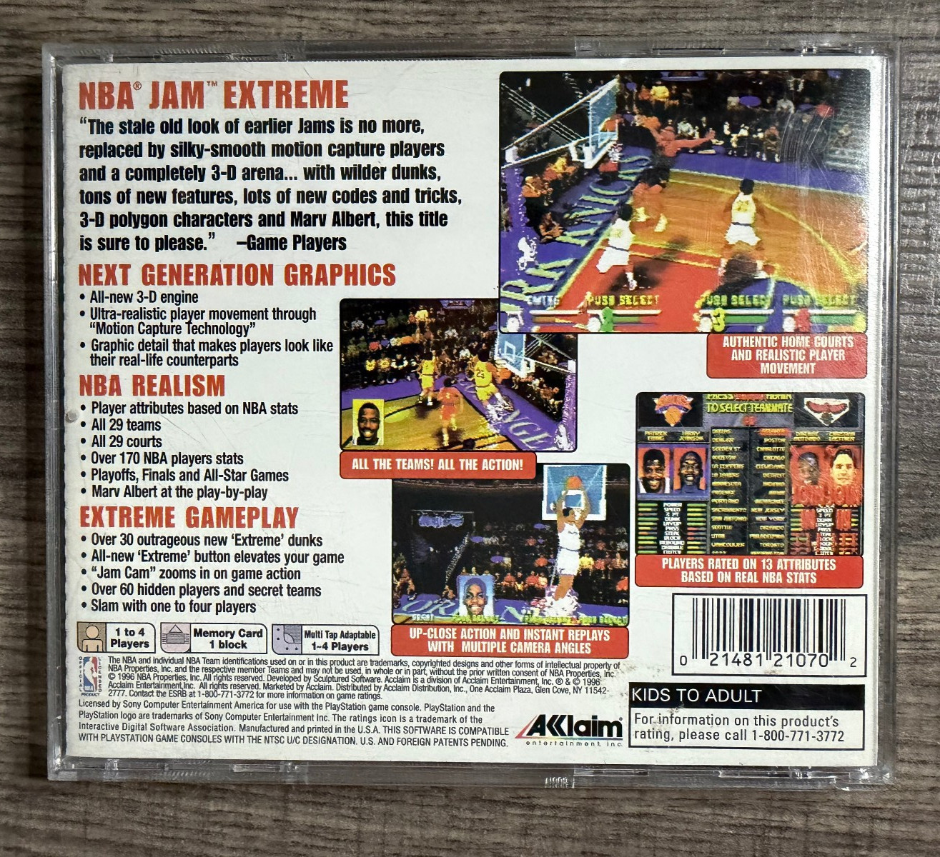 NBA Jam Extreme – Sony PS1 – Acclaim Entertainment – Acceptable Condition