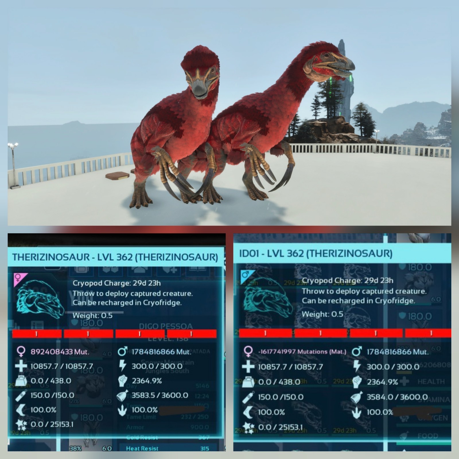THEREZINOSAUR RED ID01 ADULT 100% IMPRINT PAIR TOP ARK ASCENDED PVE PC/XBOX/PS