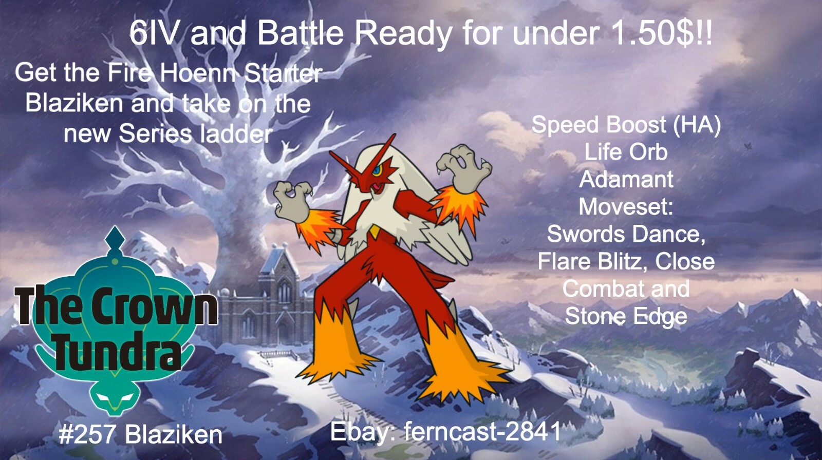 Pokemon Sword And Shield Shiny Blaziken 6IV Battle Ready Fast Delivery