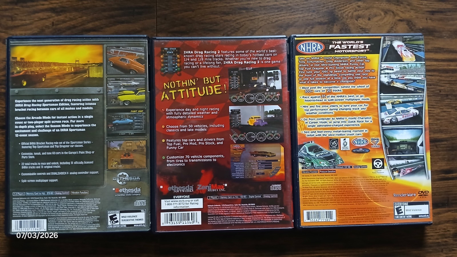 Lot Of 2 IHRA & 1 NHRA Drag Racing Games PS2 CIB 2 W/Reg In Excellent Condition