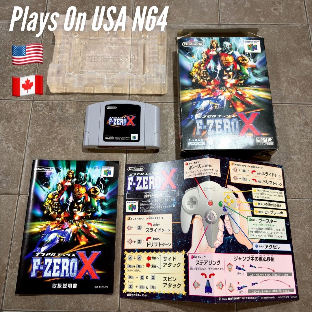 F Zero X CIB Complete N64 w/ Box Manual Japan PLAYS with USA Nintendo 64 RARE