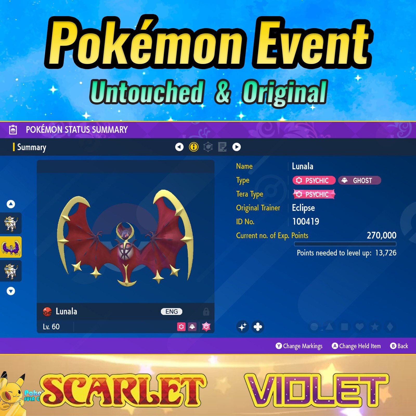✨ Shiny Lunala Event 💜 2019 American Eclipse 💜 Pokémon Scarlet & Violet
