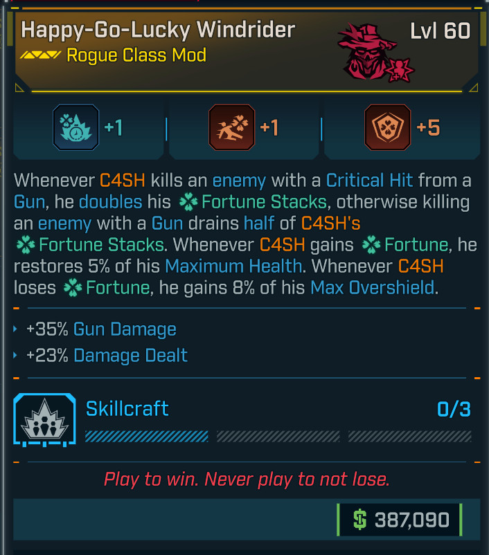 Borderlands 4⭐WINDRIDER ROGUE CLASS MOD⭐C4SH⭐GUN DAMAGE⭐5 From Gloam to Glow