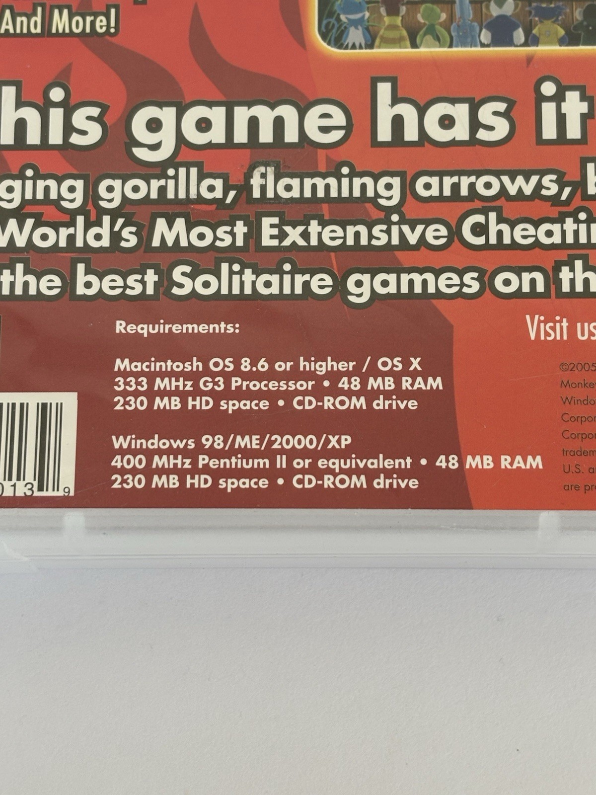 Burning Monkey Solitaire 2005 (Windows/Mac, 2005) Preowned