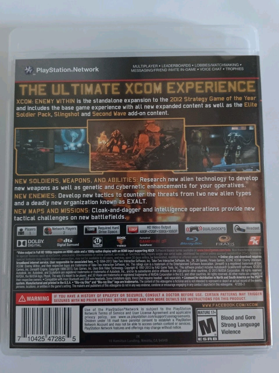 2K XCOM: Enemy Within Commander Edition PS3 Turn-Based Strategy M NTSC-U/C
