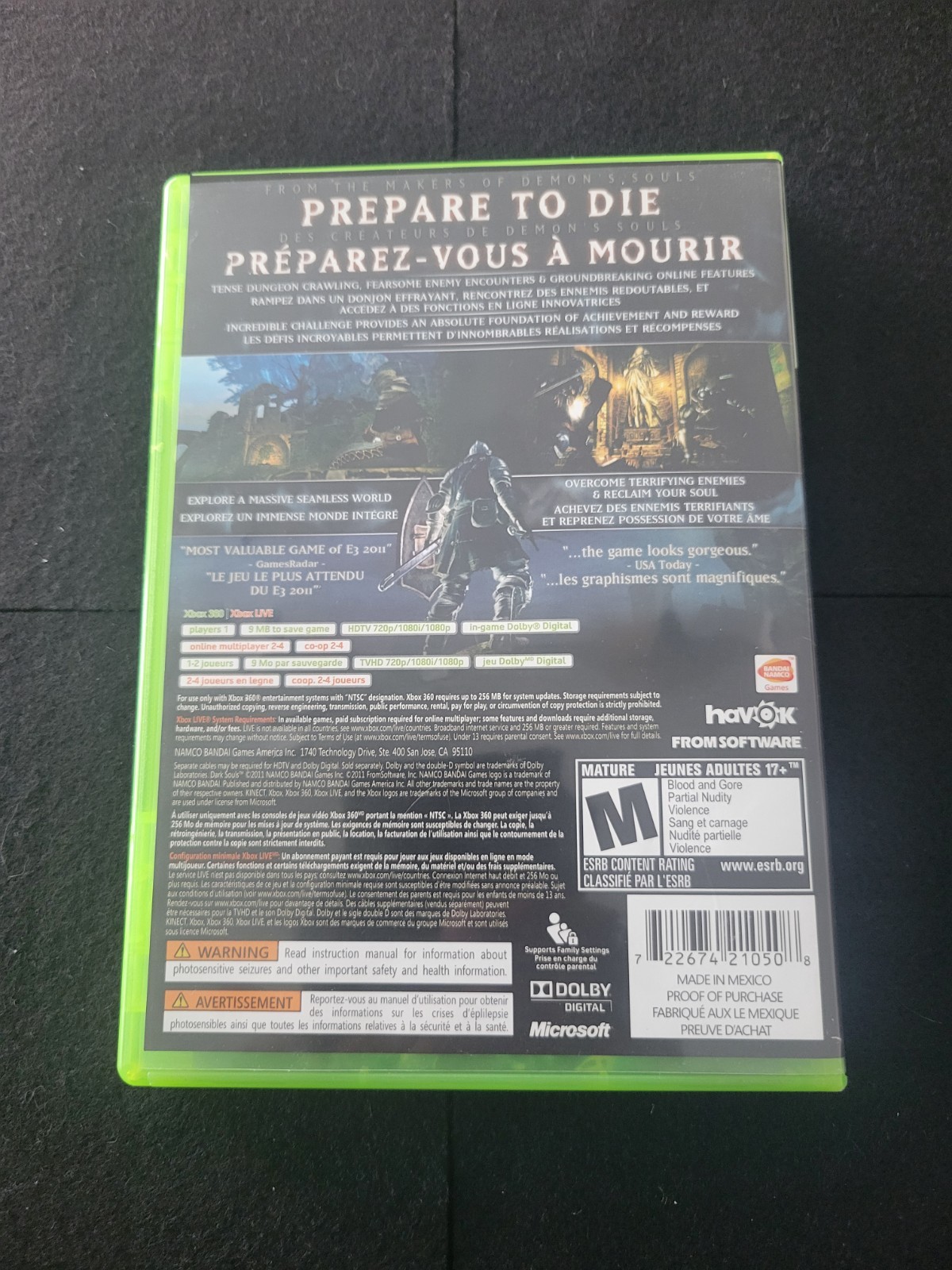 Dark Souls (Microsoft Xbox 360, 2011) Bandai