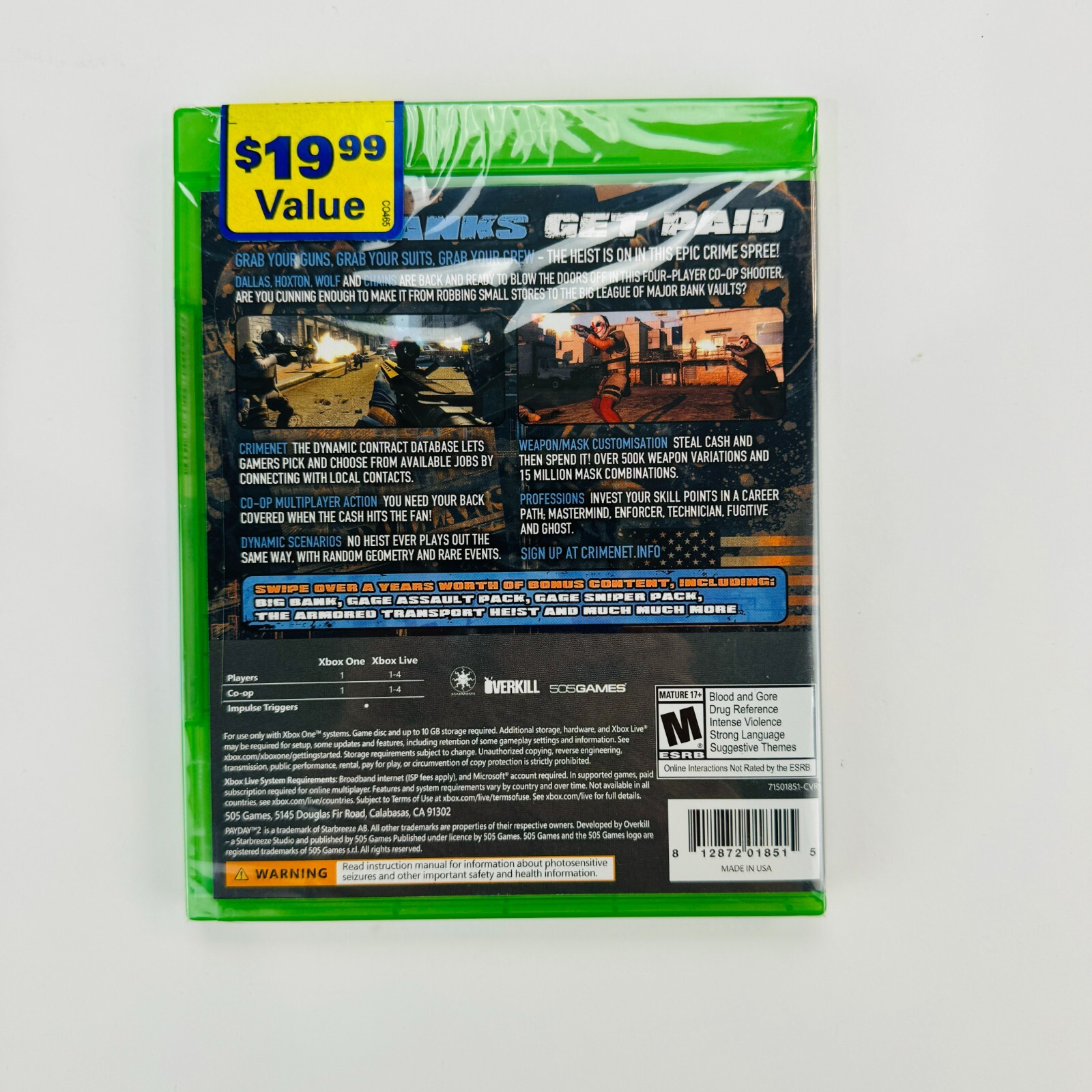 Payday 2: Crimewave Edition – Microsoft Xbox One 505 Games BRAND NEW SEALED