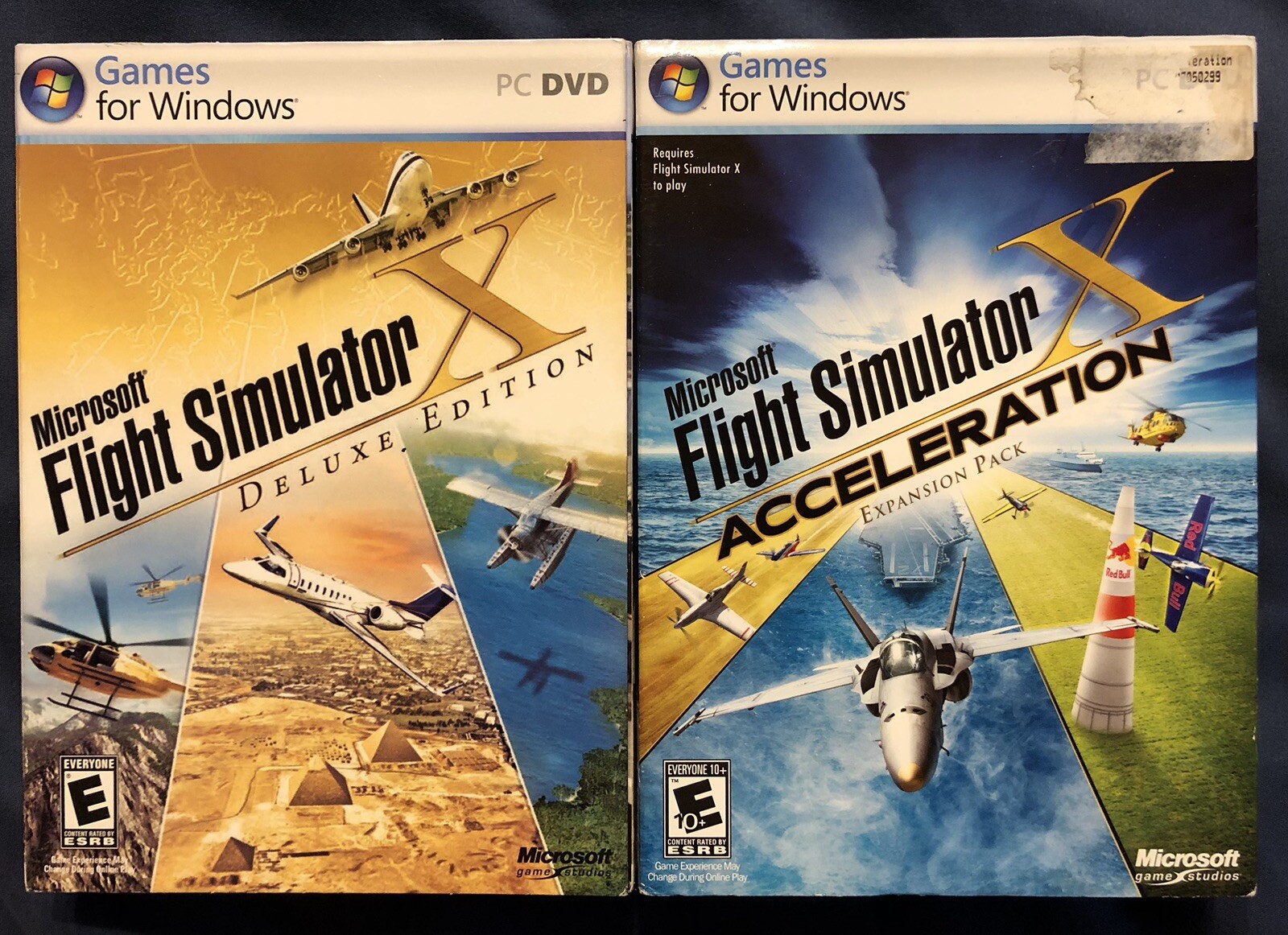 Microsoft Flight Simulator X Deluxe Ed Used & Acceleration Expansion Pack New PC