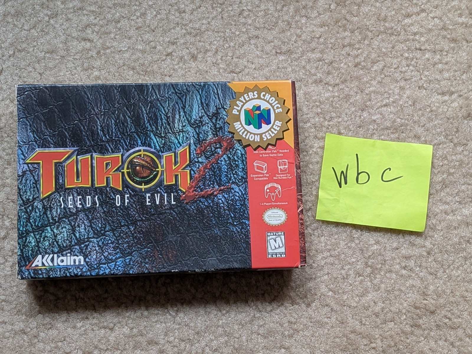 Turok 2: Seeds of Evil (Nintendo 64, N64) CIB Complete with Game/Case/Manual