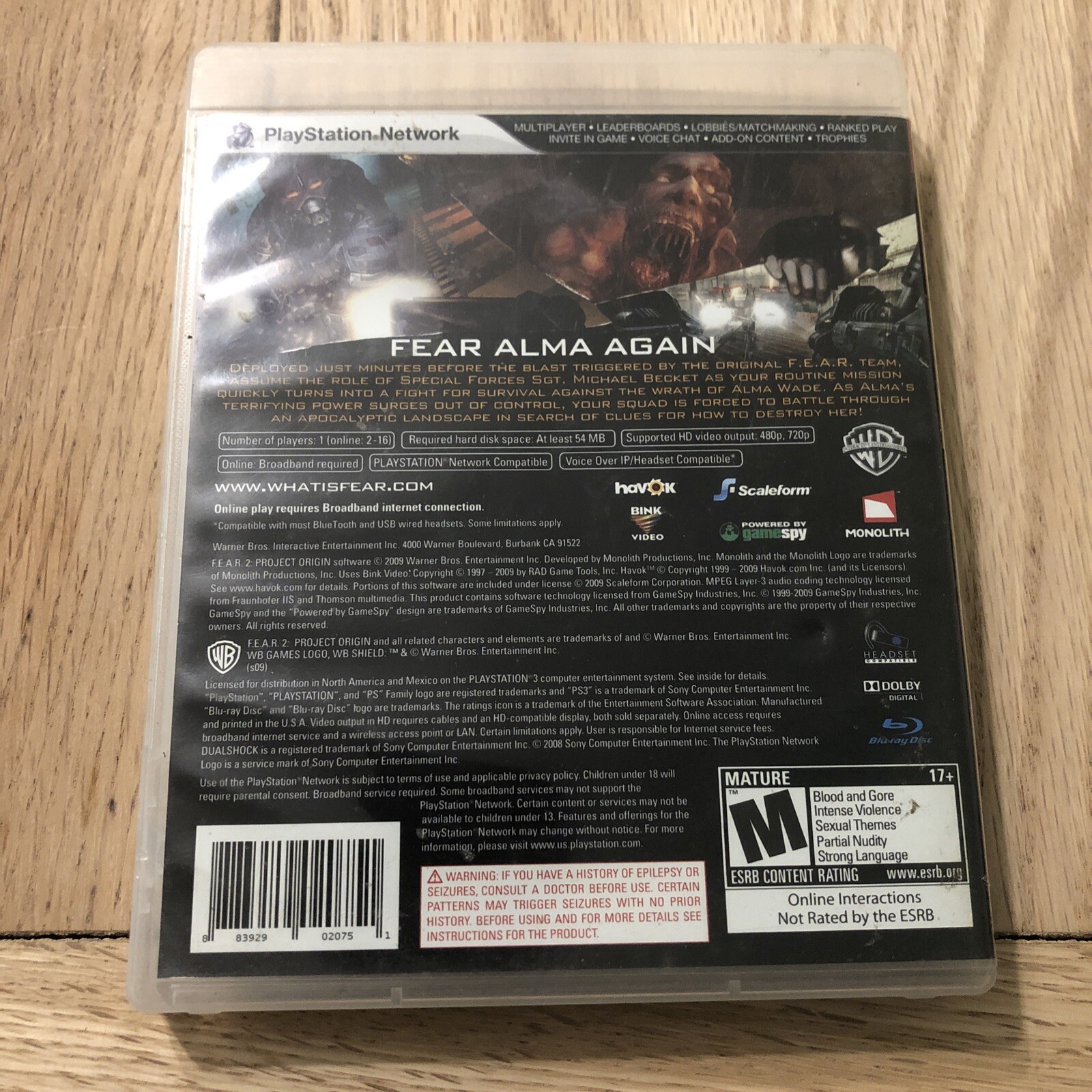 F.E.A.R. 2: Project Origin Complete With Manual CIB PS3 RARE PS3 Game