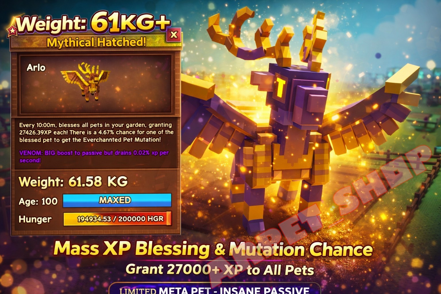 VENOM GILDED CHOC PERYTON 61KG | Roblox GROW A GARDEN | INSTANT DELIVERY