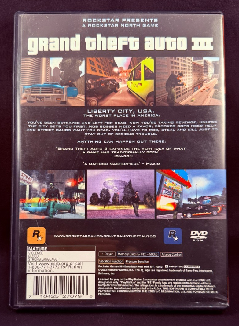 Grand Theft Auto III – PlayStation 2 – 2003 – 1 Player – Rated M