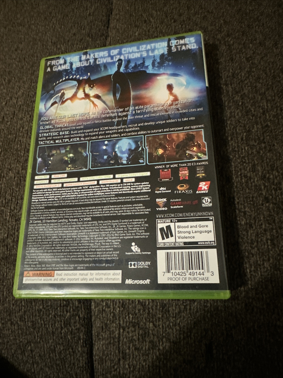XCOM: Enemy Unknown (Microsoft Xbox 360, 2012) Complete W/ Manual