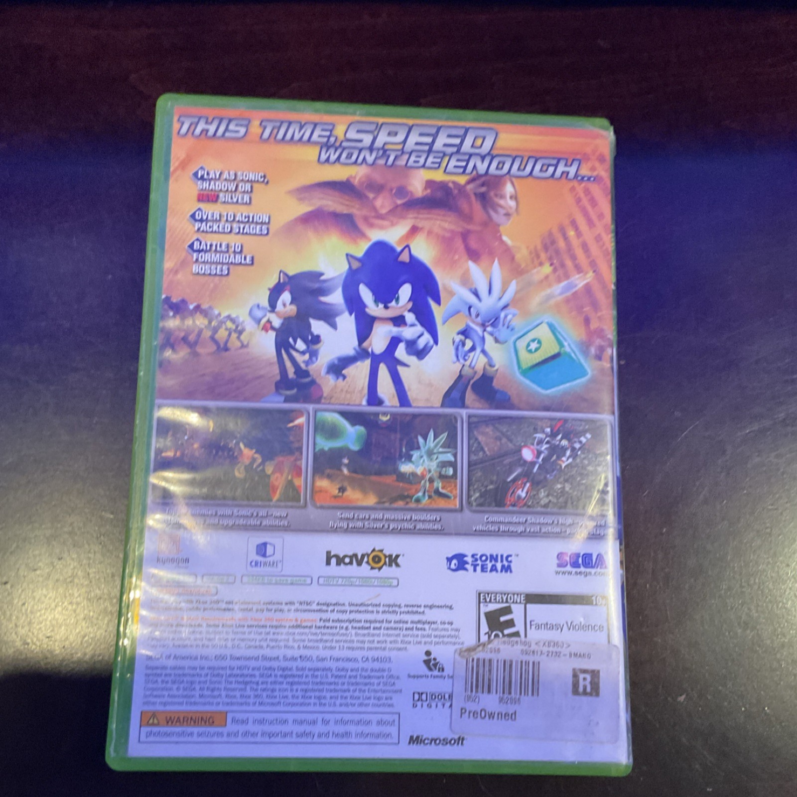 SEGA Sonic the Hedgehog Xbox 360 no game