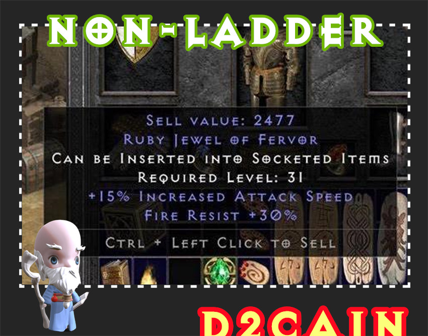 Diablo 2 SC⭐️Non-Ladder⭐️Ruby Jew Of Fervor⭐️15 IAS, 30 Fire Res⭐️PC/SWITCH/PS