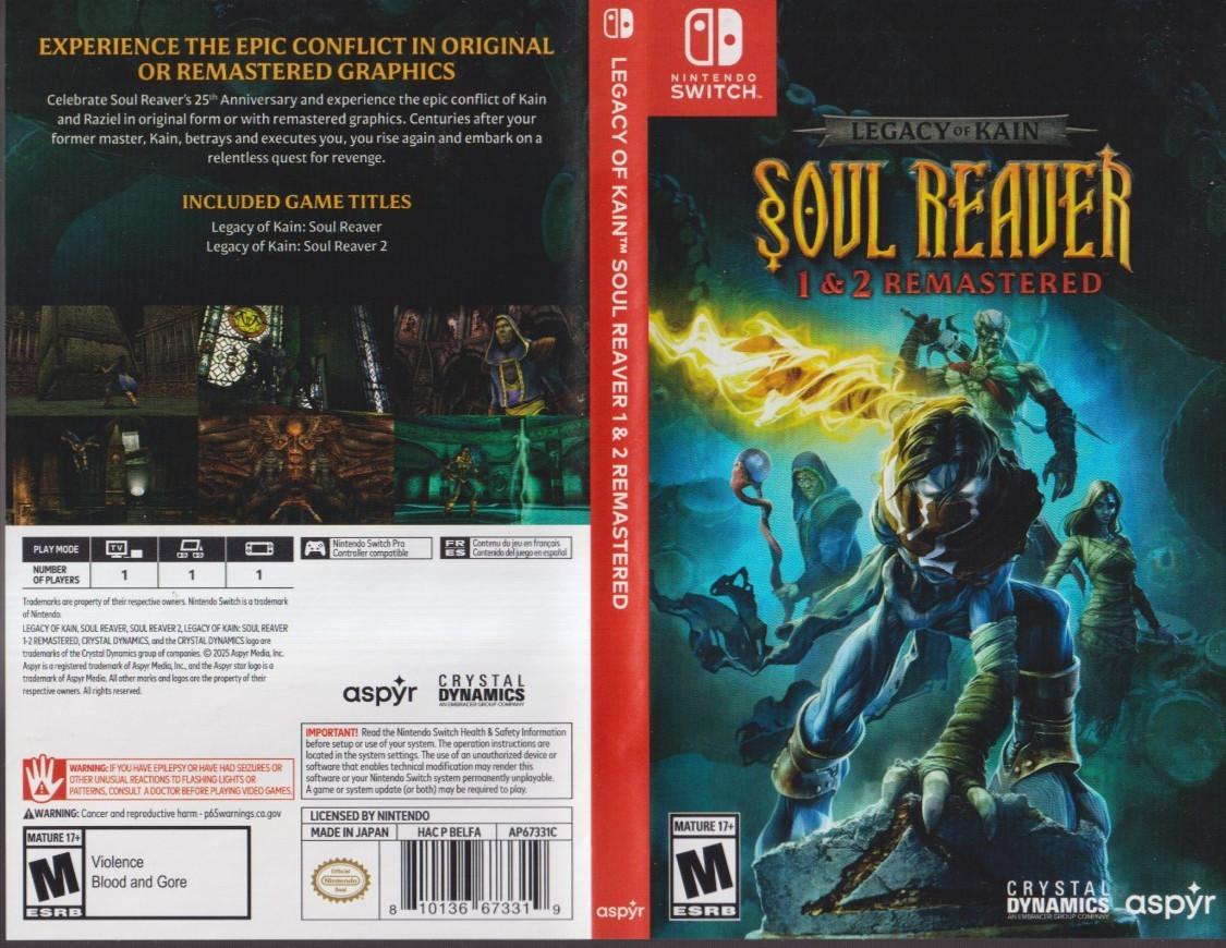 Legacy of Kain Soul Reaver 1 & 2 Remastered Nintendo Switch