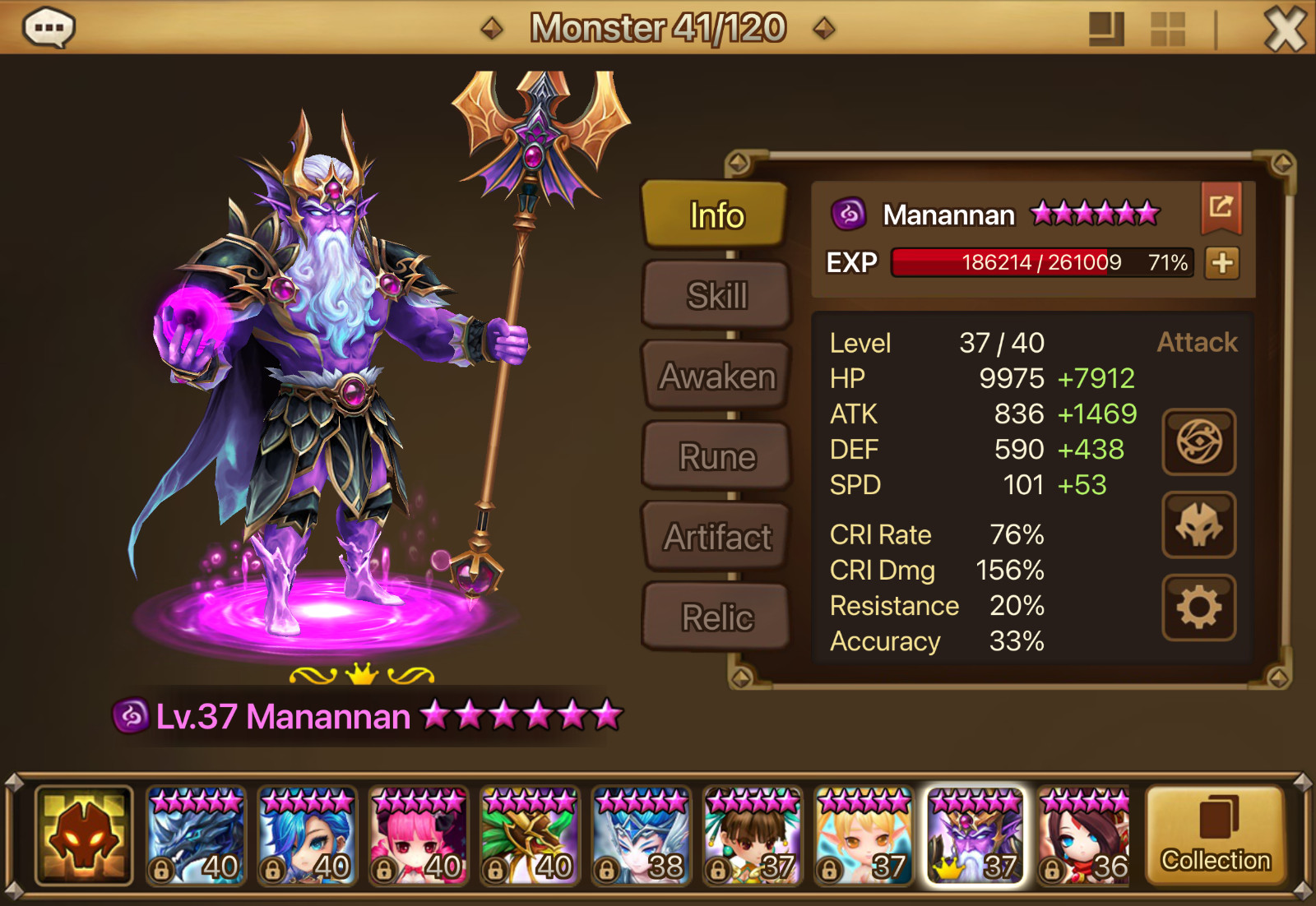 Summoners War EU- 2 LD NAT5*- MANNANAN + DARK TWIN + 19 NAT5* – no e-mail