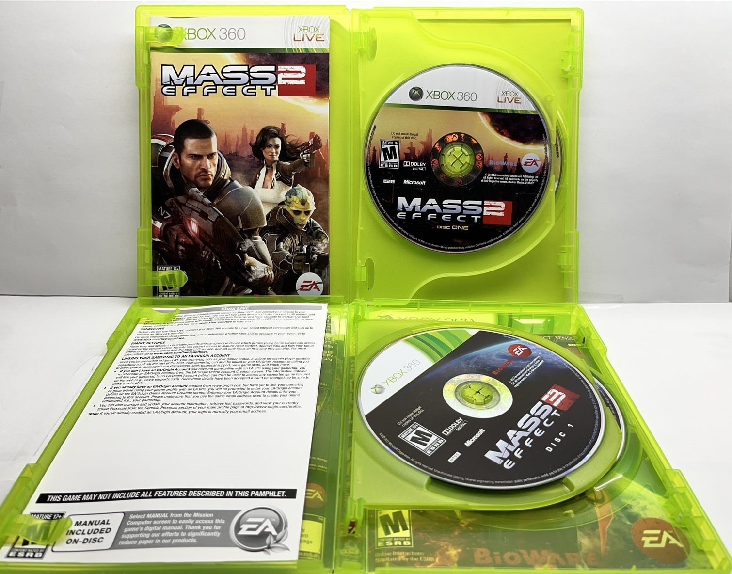 Mass Effect 2 + 3 (Xbox 360) TWO GAMES BUNDLE -Complete w/ Manual – Tested
