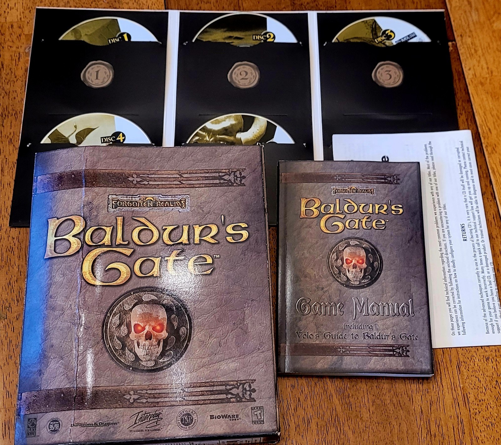 Baldurs Gate PC CD-ROM 1998 Big Box Complete Game Manual 5 Discs. Classic