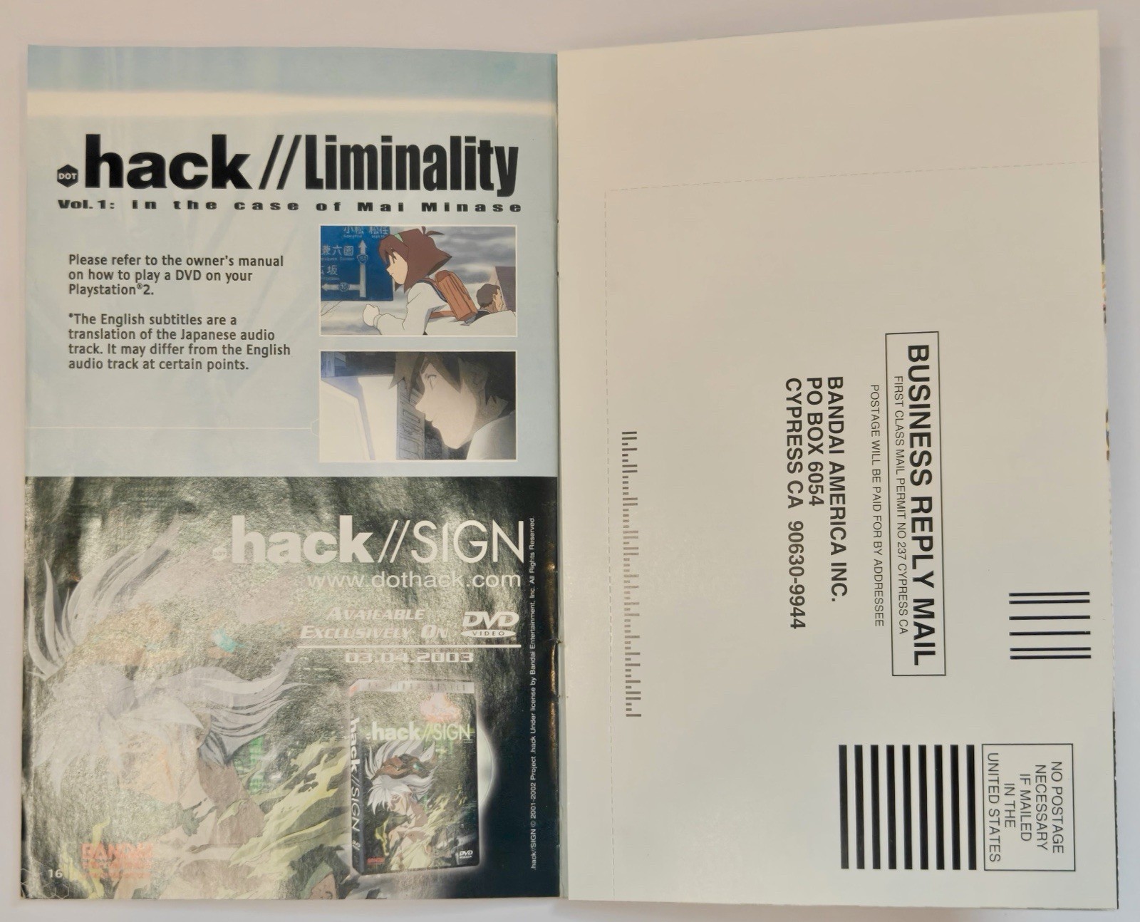 .hack Vol 1 2 3 PS2 Complete CIB – Infection Mutation Outbreak + Liminality DVDs