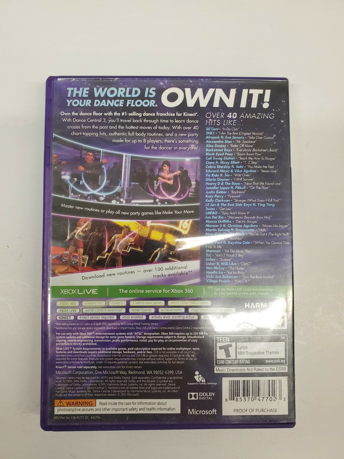 Dance Central 3 (Microsoft Xbox 360, 2012) Free Fast Shipping