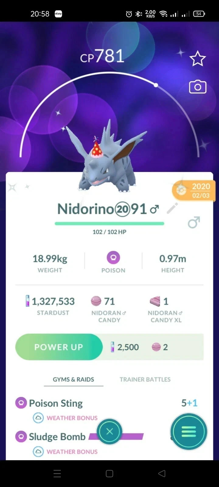 PokémonGo | Shiny Nidorino Wearing A Party Hat | PTC 80k Dust