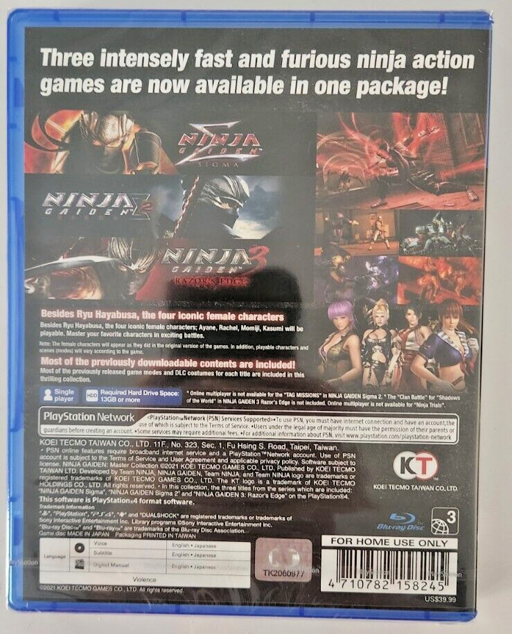 Ninja Gaiden:Master Collection (Multi-Language) PS4 Brand New Game (2021 Action)