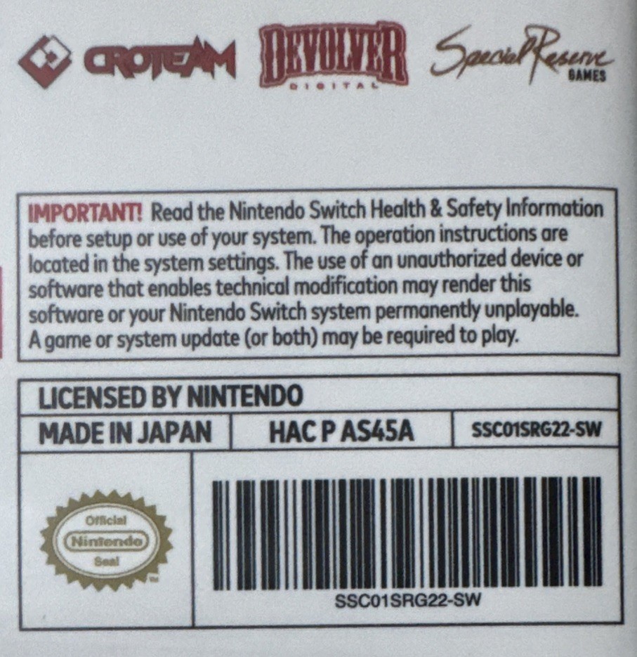 Serious Sam Collection Nintendo Switch Special Reserve Games Numbered New Sealed