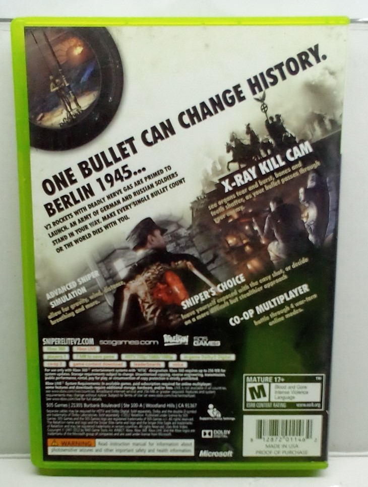 Sniper Elite V2 (Xbox 360, 2012) Complete Tested Working – Free Ship