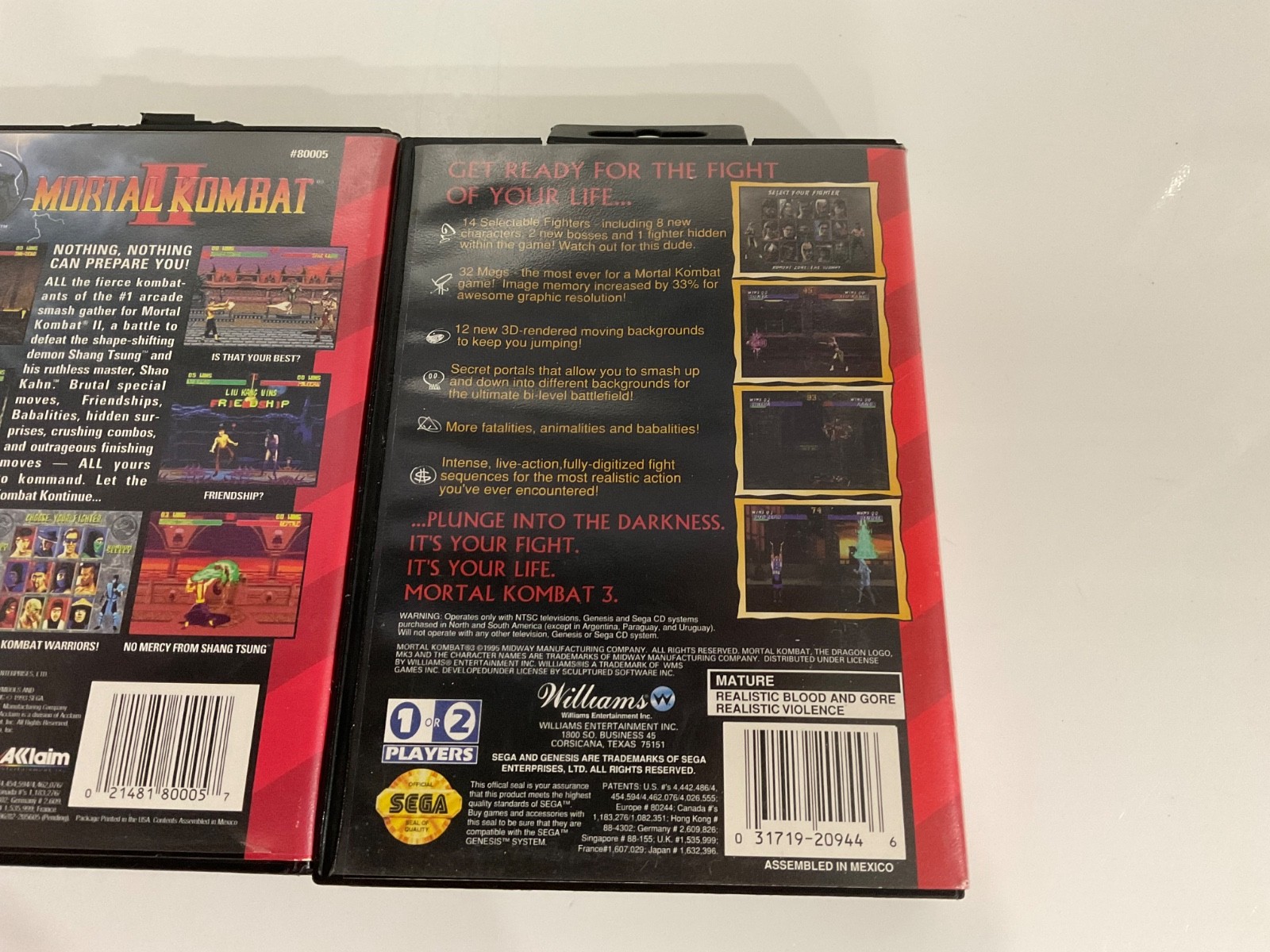 Sega GENESIS Game Lot MORTAL KOMBAT 1 2 3 Trilogy Bundle