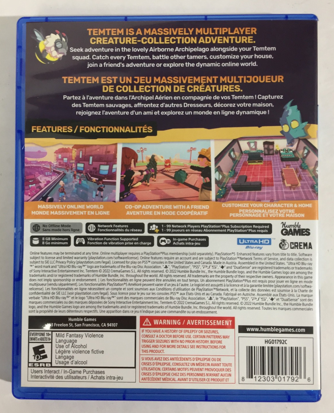 TEMTEM Playstation 5 PS5 Tem Tem Plus HUMBLE GAMES Crema OPEN Unplayed MINT