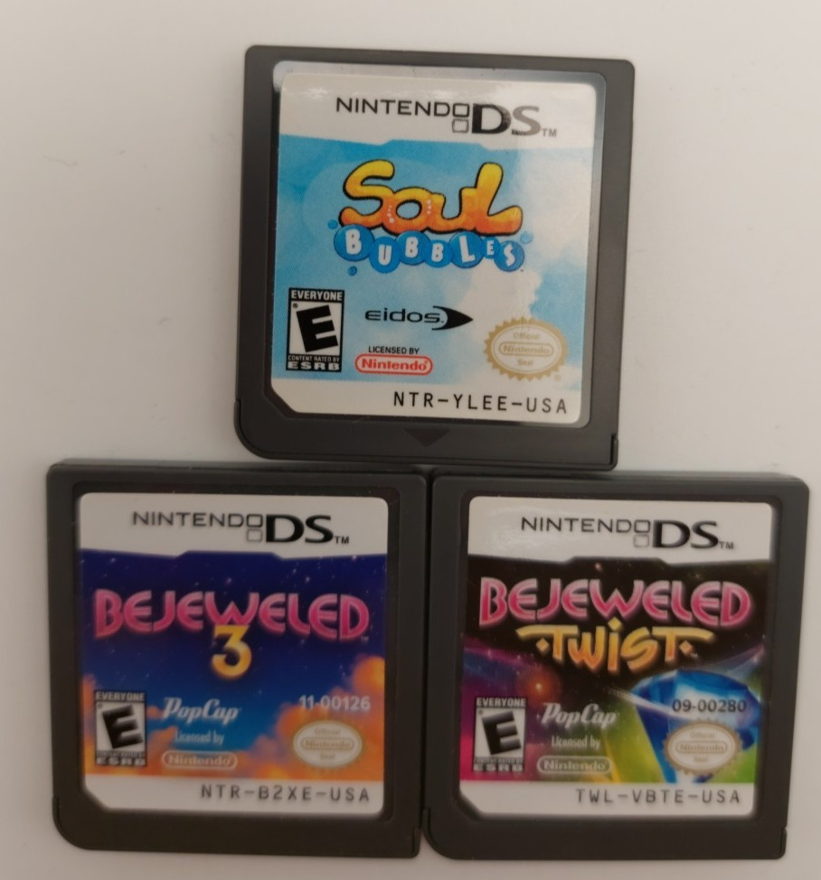 Nintendo DS Lot – Soul Bubbles + Bejeweled 3 & Twist – Game Only UNTESTED