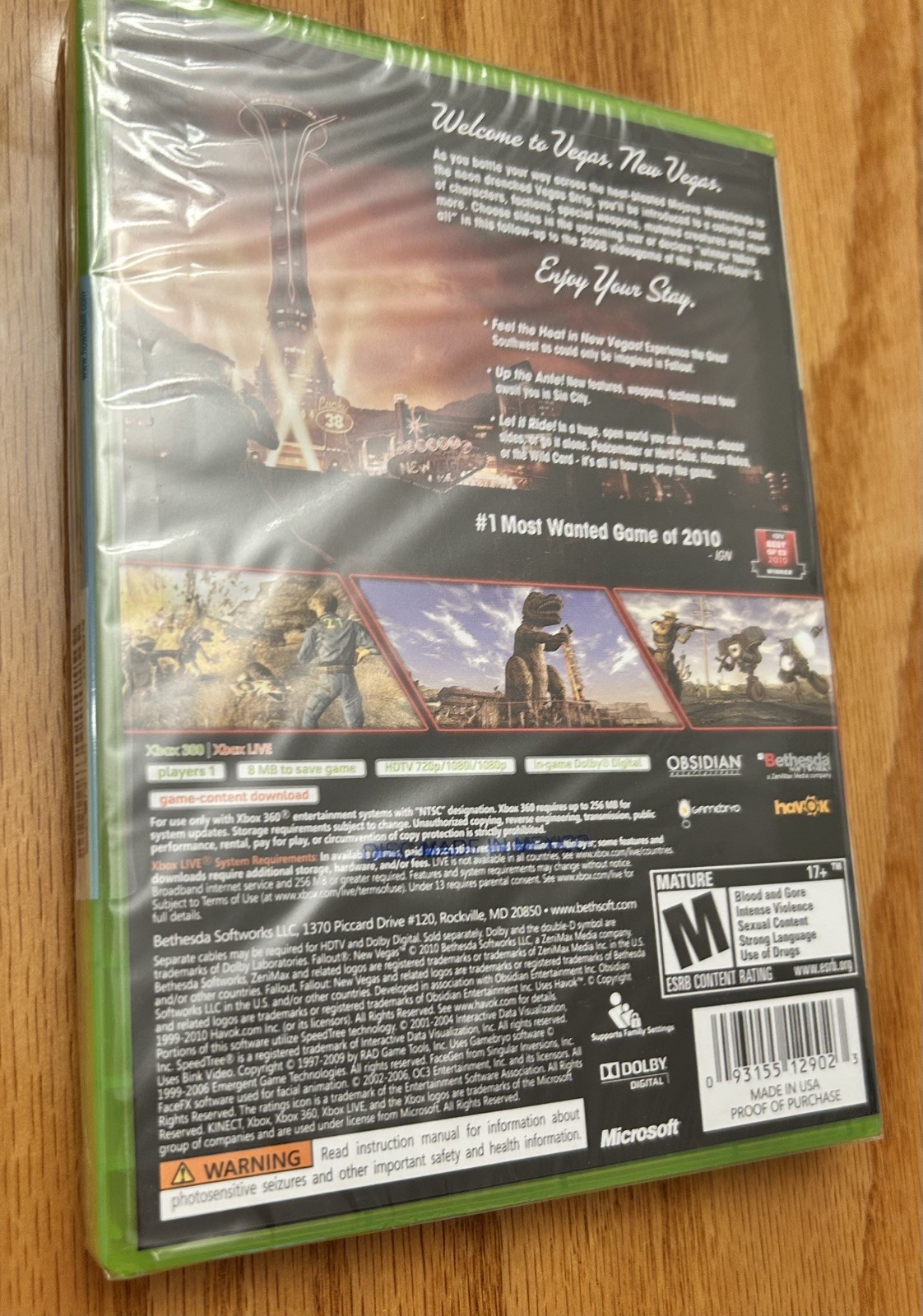 Fallout New Vegas Xbox 360 Factory Sealed DNSB 10/19/10 Slipcover Y-Fold Sticker