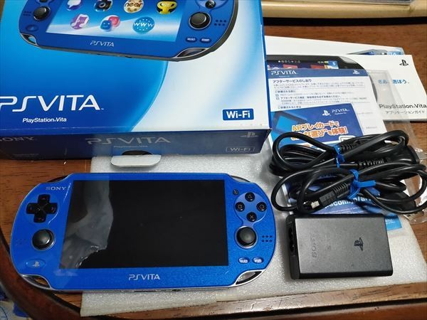 PlayStation Vita PCH-1000 ZA04 Wi-Fi Model Sapphire Blue with Box and Accessorie