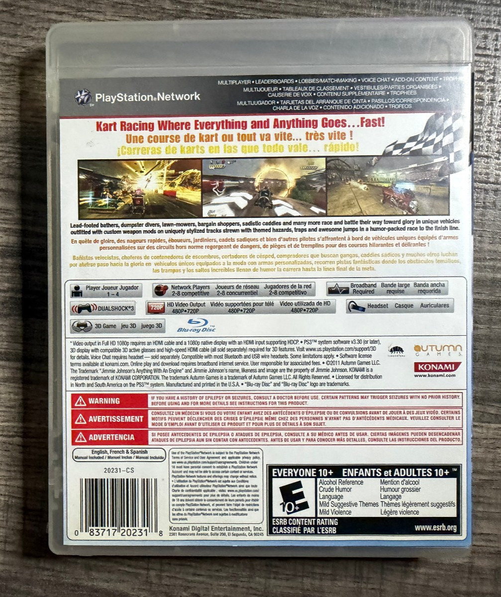 Jimmie Johnson’s Anything With an Engine – Sony PS3 – Konami – Acceptable Condit