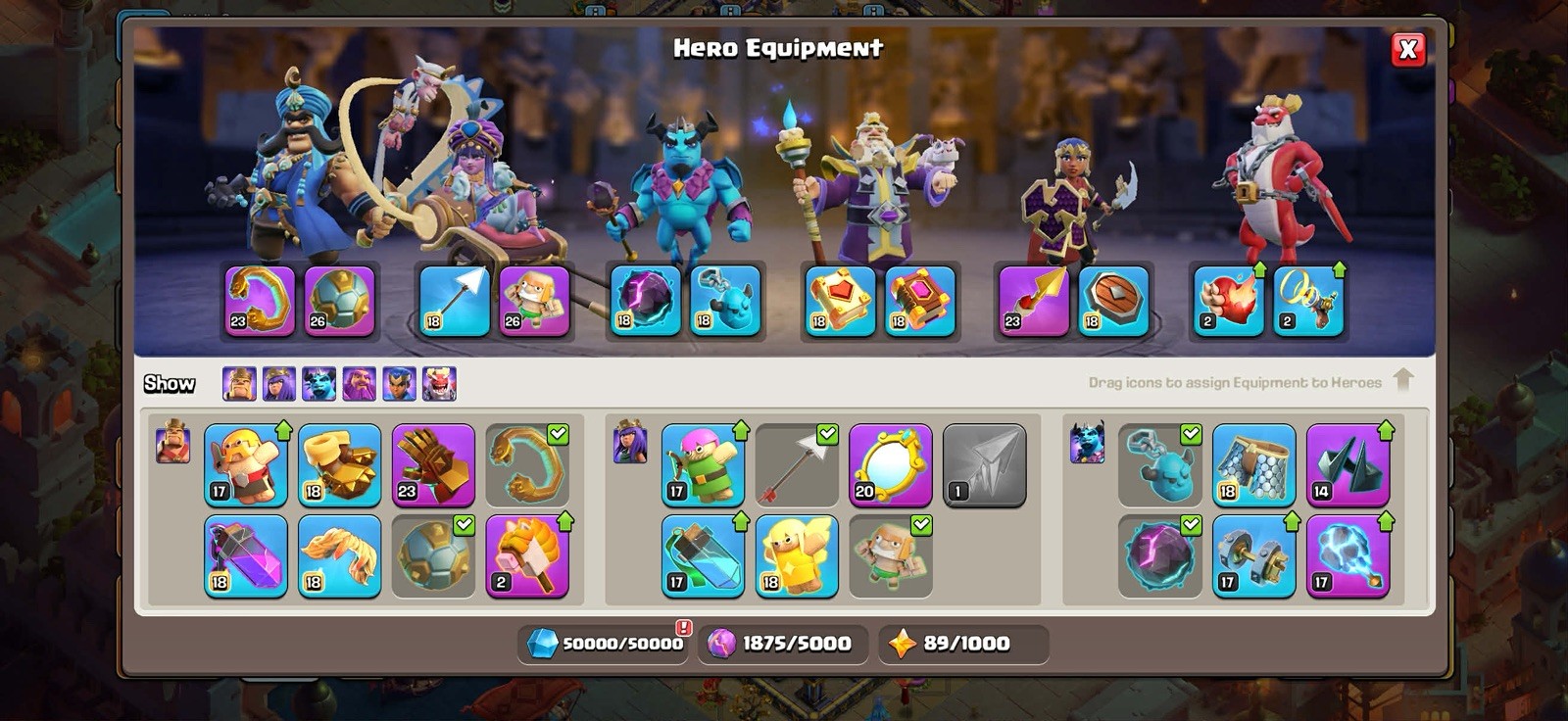 TH18 Near Max. Hero (105/105/90/80/55/5)Top Skns/Both device IOS/ANDROID.