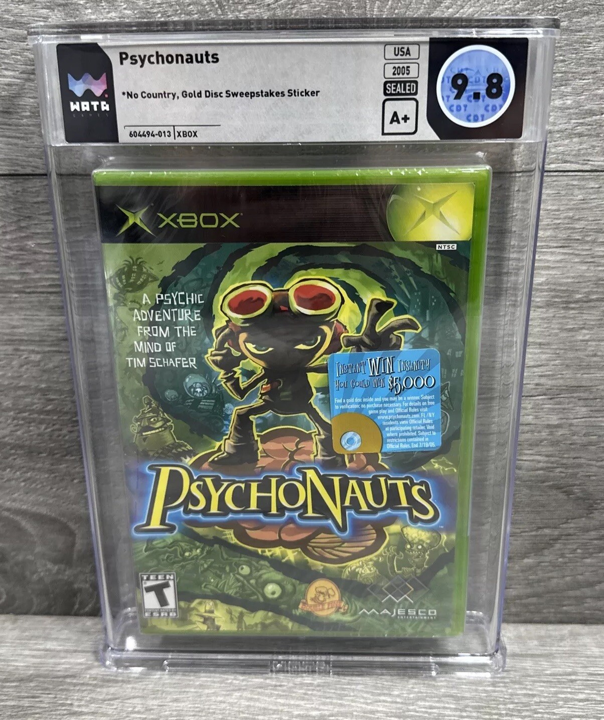 9.8 A+ 1ST PRINT GOLD DISC SWEEPSTAKES! Psychonauts Xbox WATA NOT CGC VGA PSA