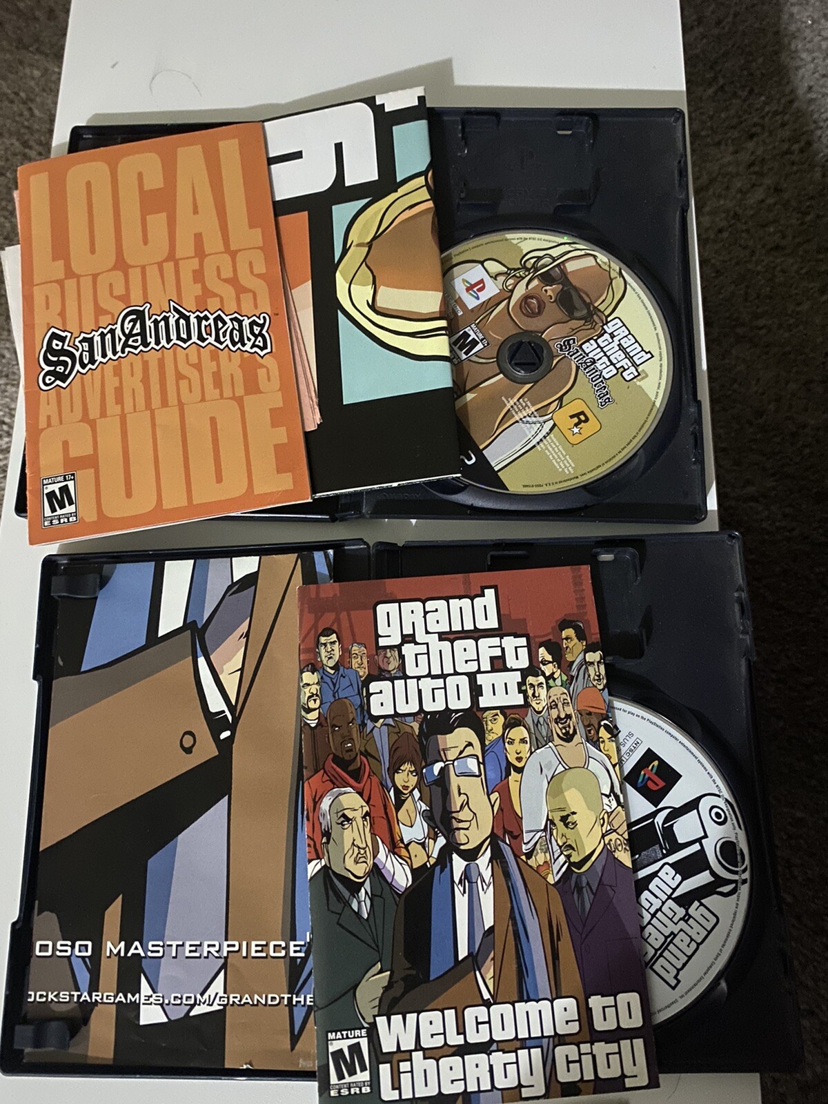 GTA 3 And GTA San Andreas Ps2 Cib Tested, Working Complete W Manuals And Posters